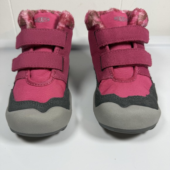 Keen Shoes - Keen Snow Boots Kids Size 10 Pink Faux Fur Lined Hook & Loop Winter Warm